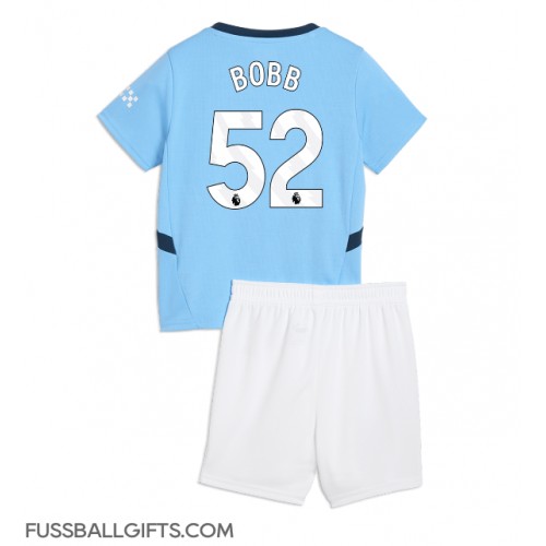 Manchester City Oscar Bobb #52 Fußballbekleidung Heimtrikot Kinder 2024-25 Kurzarm (+ kurze hosen)